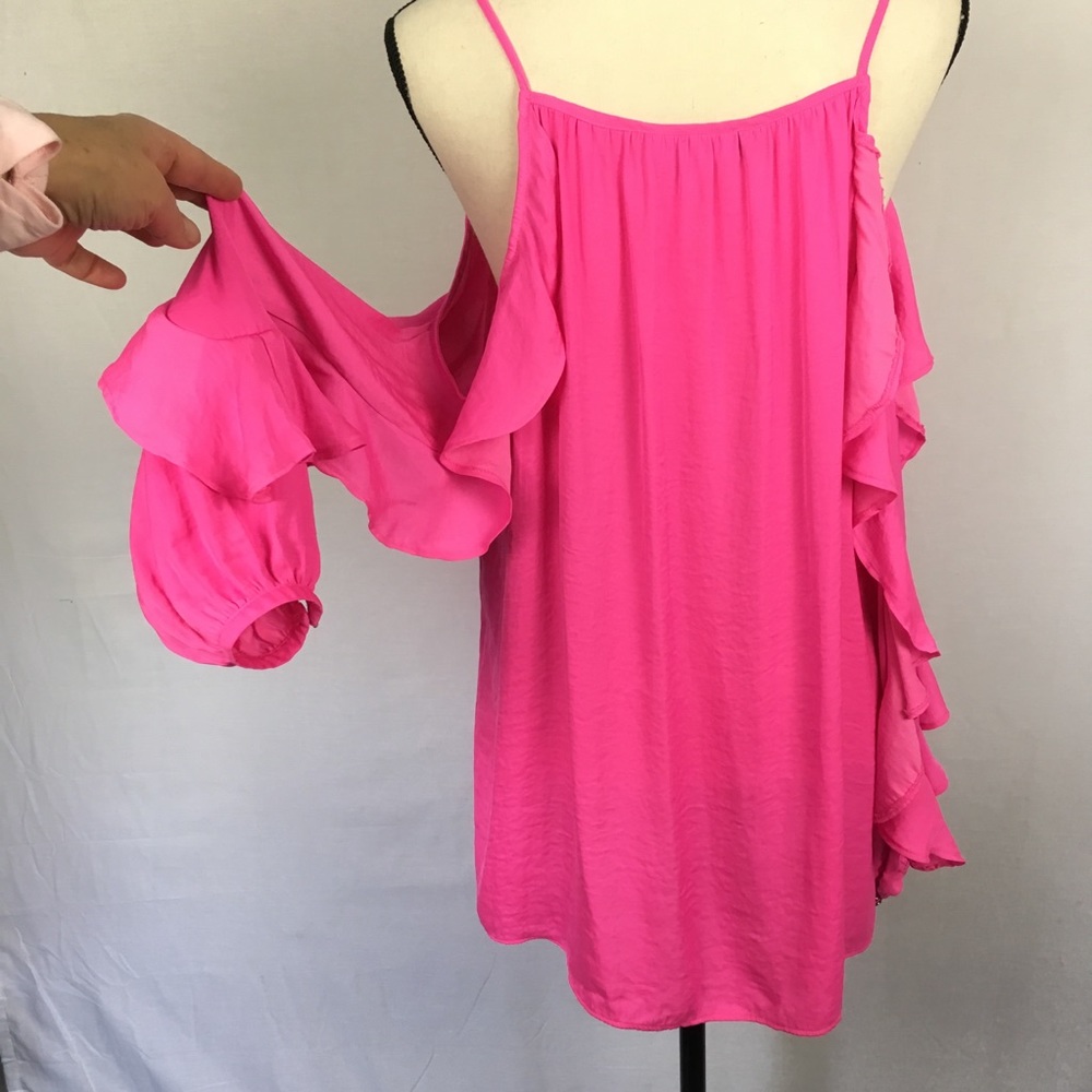 ❤️Jennifer Lopez cold shoulder top tie front L - Picture 5 of 6